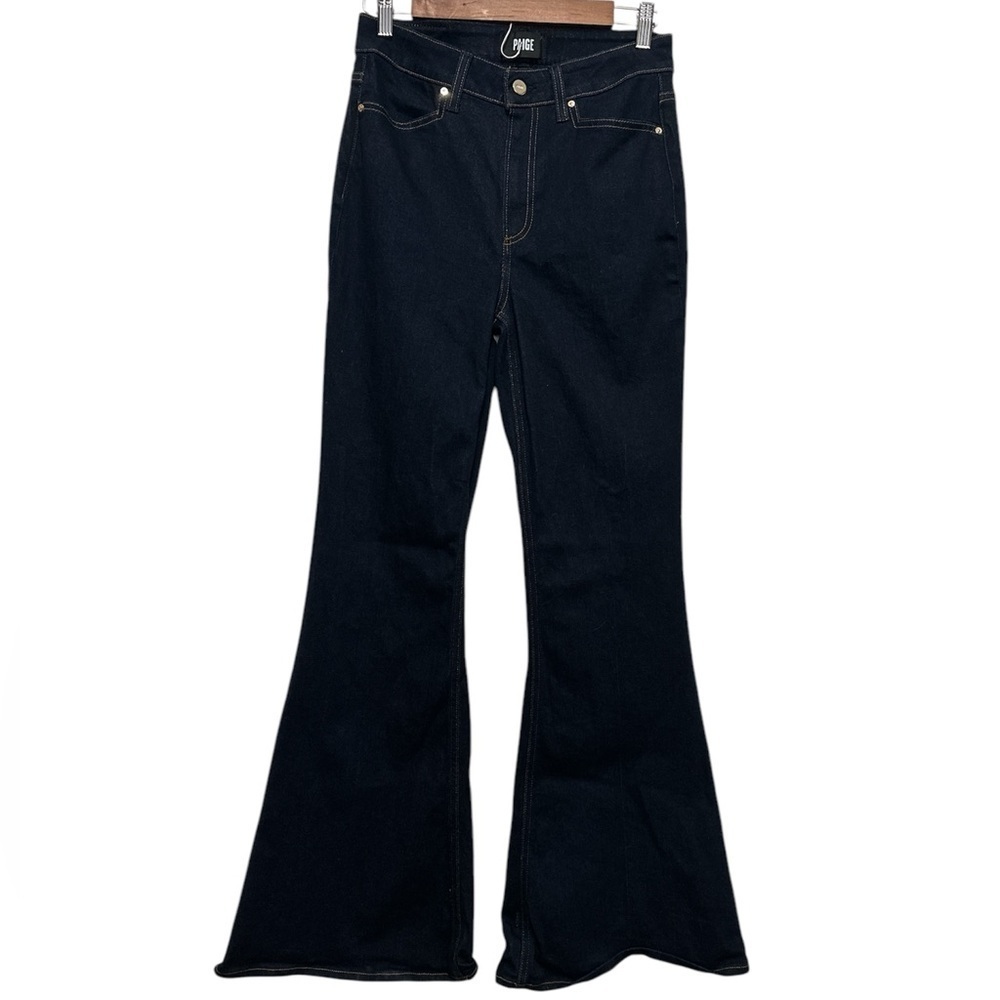 Paige Women’s Charlie Flare Jean High Rise Kira Dark Blue Wide Jean 28 - Picture 10 of 12